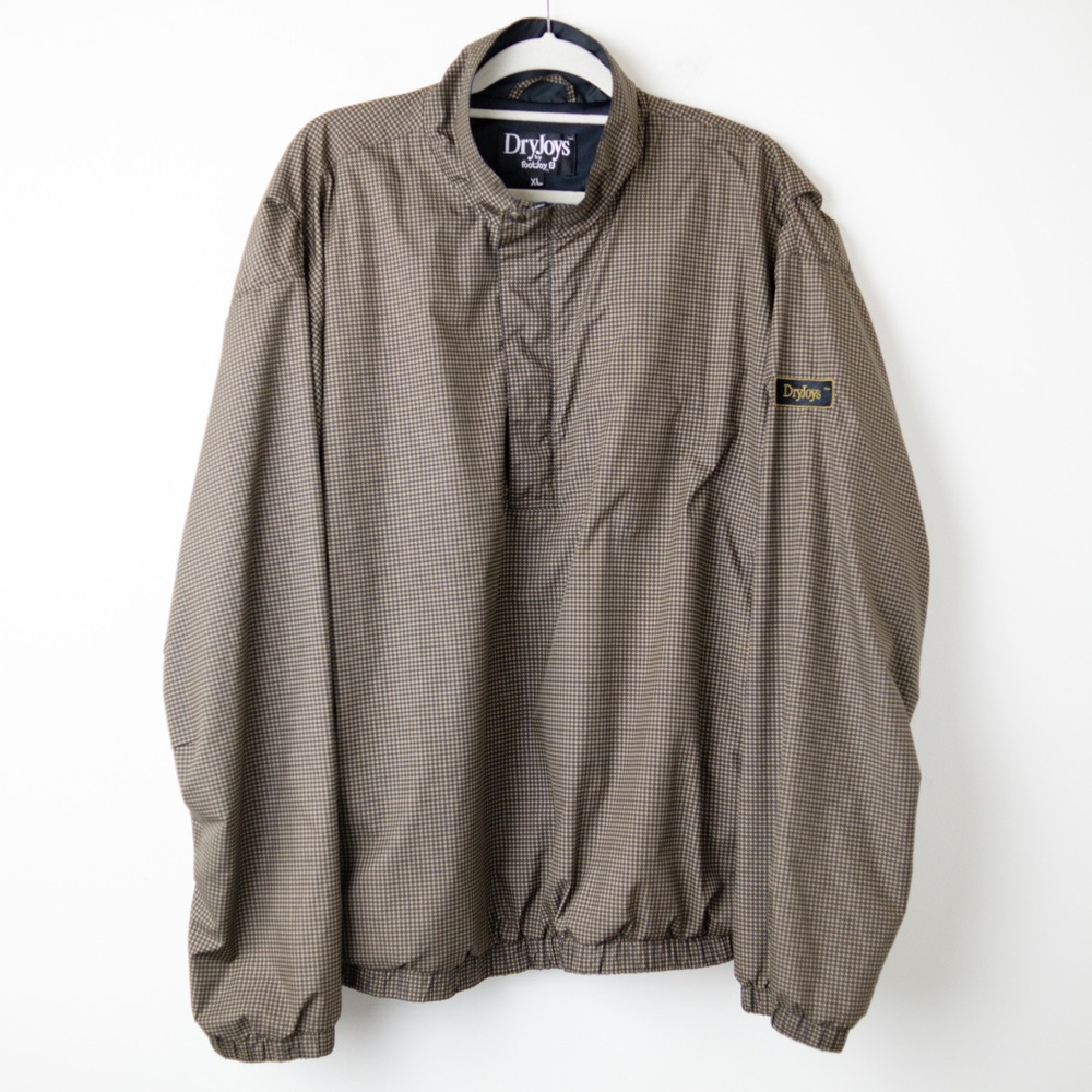 FootJoy DryJoys Golf Jacket Mens XL Houndstooth Brown Quarter Snap Pullover